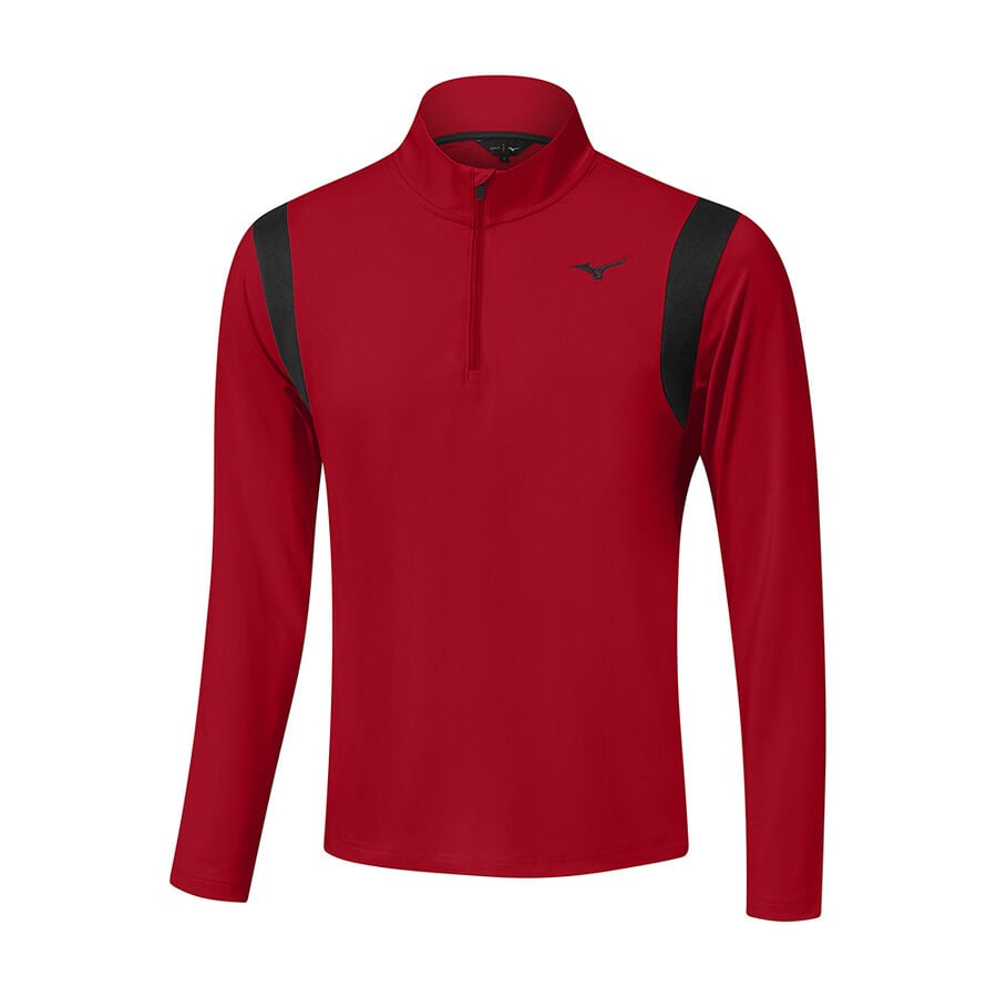 Burgundy Men's Mizuno Breeze Elite 1/4 Zip Tops | Philippines-973250