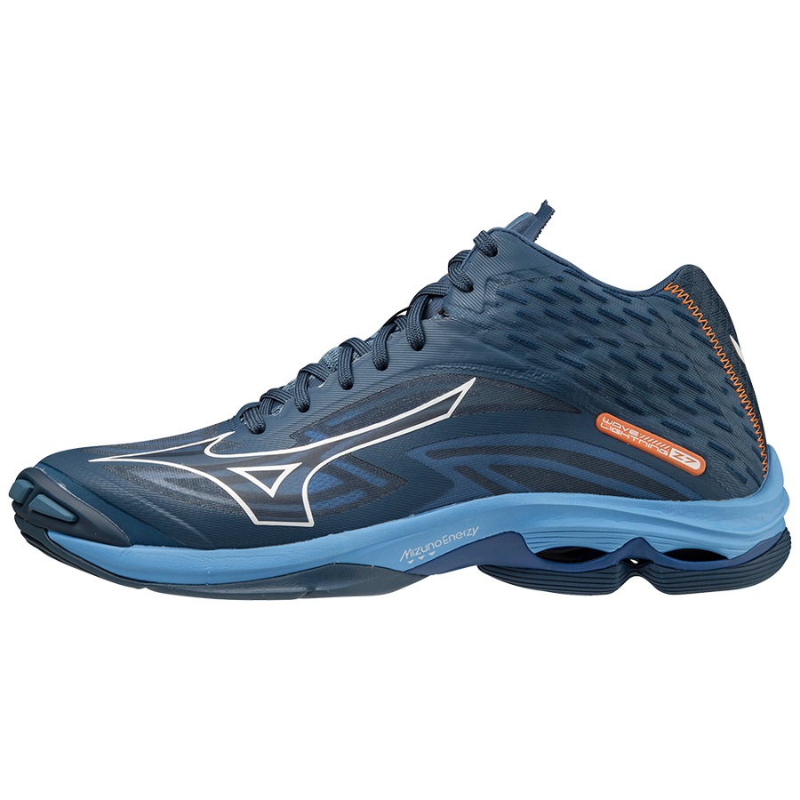 Dark / White / Blue Men's Mizuno Wave Lightning Z7 Mid Volleyball Shoes | Philippines-347092