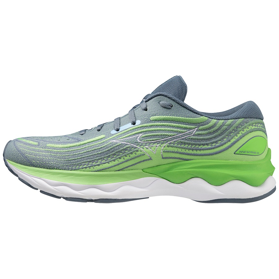 Green / Blue Men's Mizuno WAVE SKYRISE 4 Running Shoes | Philippines-537028