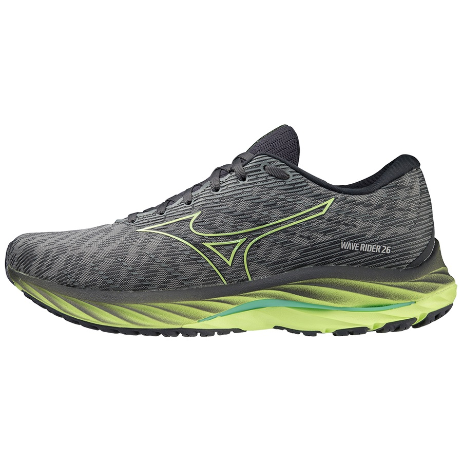 Grey / Light Green Men's Mizuno Wave Rider 26 Running Shoes | Philippines-213045