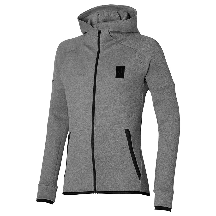 Grey Men's Mizuno Sweat Hoody SR Tops | Philippines-617503