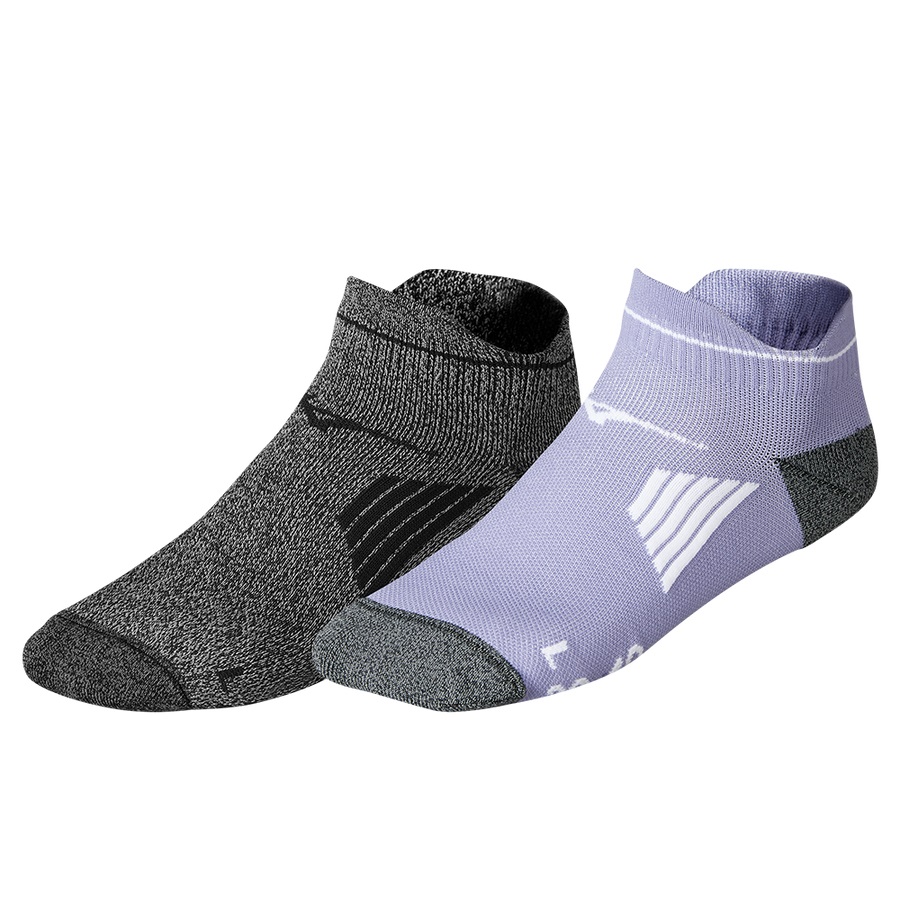 Grey / Purple Men's Mizuno Active Training Mid 2P Sports Socks | Philippines-479581