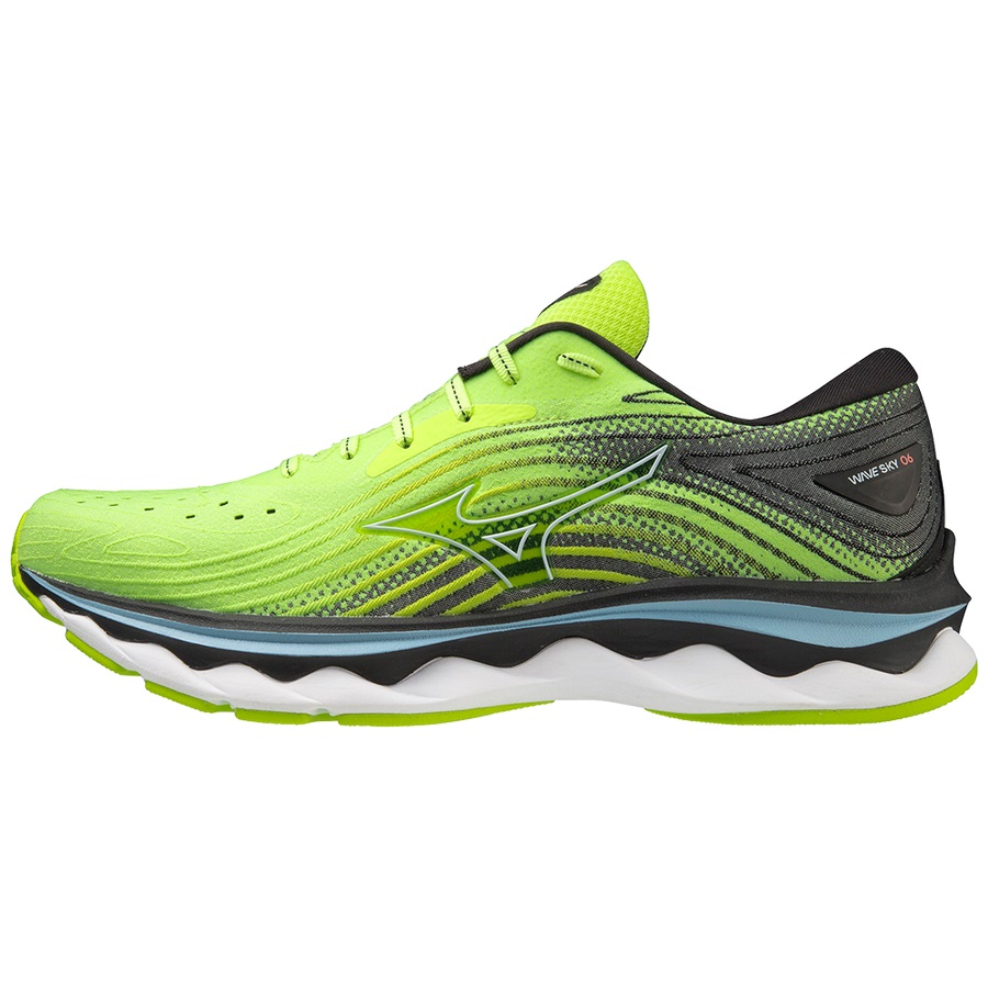 Light Green / Black Men's Mizuno Wave Sky 6 Running Shoes | Philippines-528916