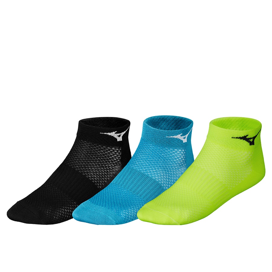 Light Green / Blue / Black Women's Mizuno Training Mid 3P Sports Socks | Philippines-926138