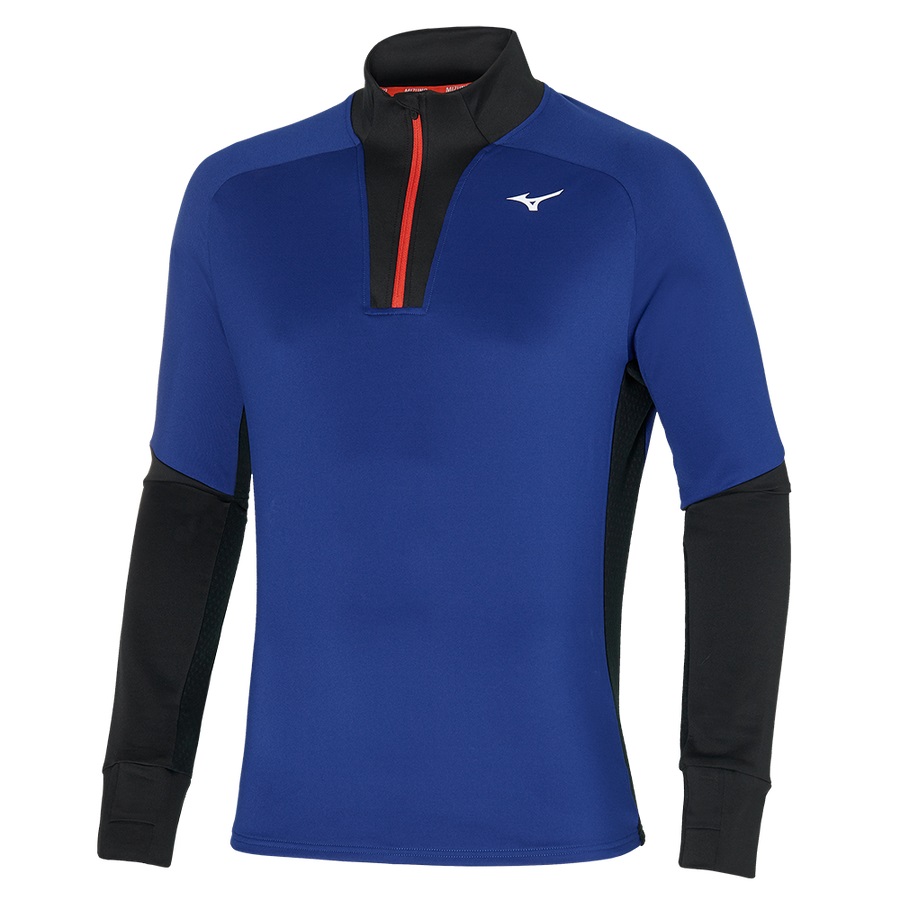 Navy Men's Mizuno Warmalite Hz Tops | Philippines-690475