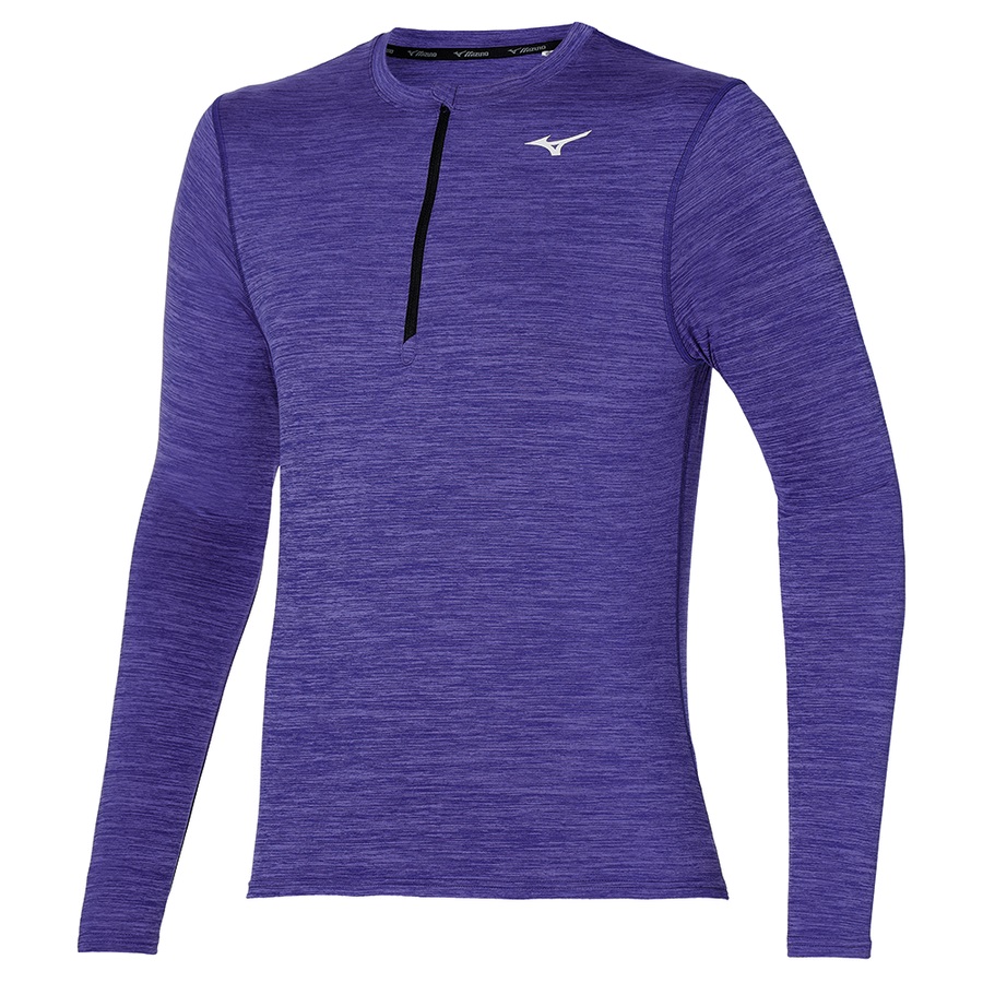 Purple Blue Men's Mizuno Impulse Core Ls Hz Tops | Philippines-105298