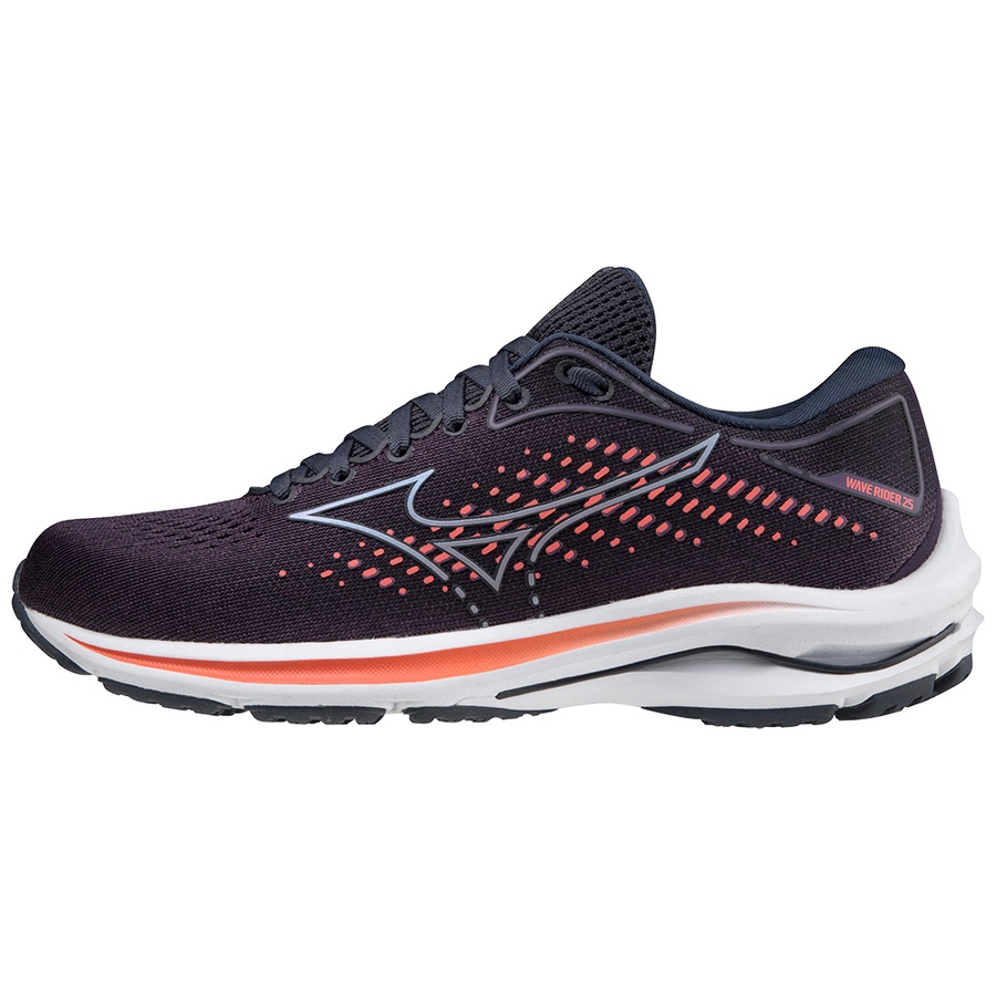 Purple / Grey / Coral Women's Mizuno Wave Rider 25 Running Shoes | Philippines-719468