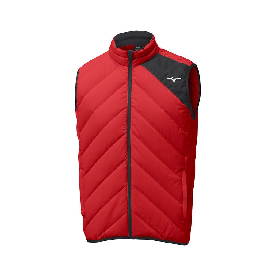 Red Men's Mizuno Breath Thermo Move Down Gilet Jackets | Philippines-176342