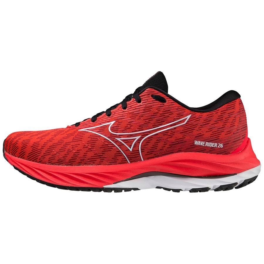 Red / White / Black Men's Mizuno Wave Rider 26 Running Shoes | Philippines-691805