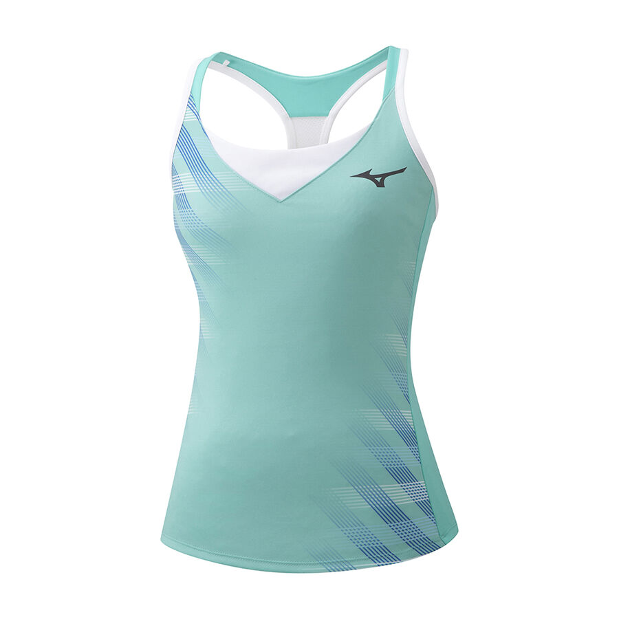 Turquoise Women's Mizuno Printed Tank | Philippines-579320