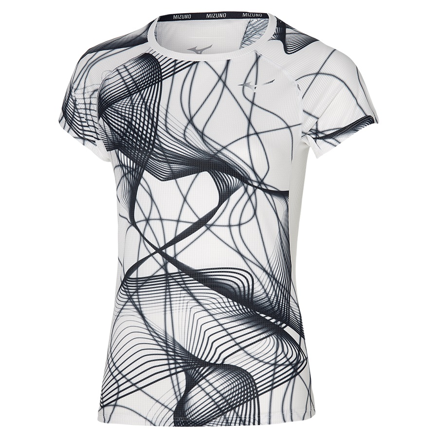 White / Black Women's Mizuno Aero Tee | Philippines-438179