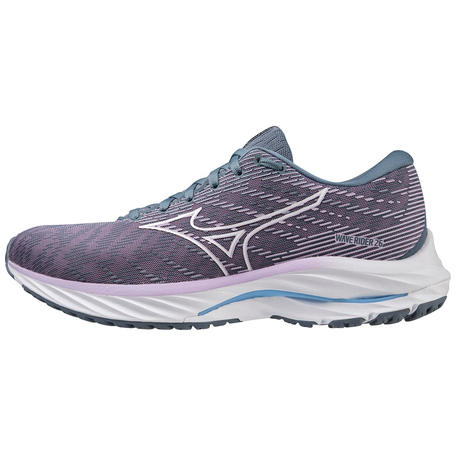 White / Blue Women's Mizuno Wave Rider 26 Running Shoes | Philippines-348076