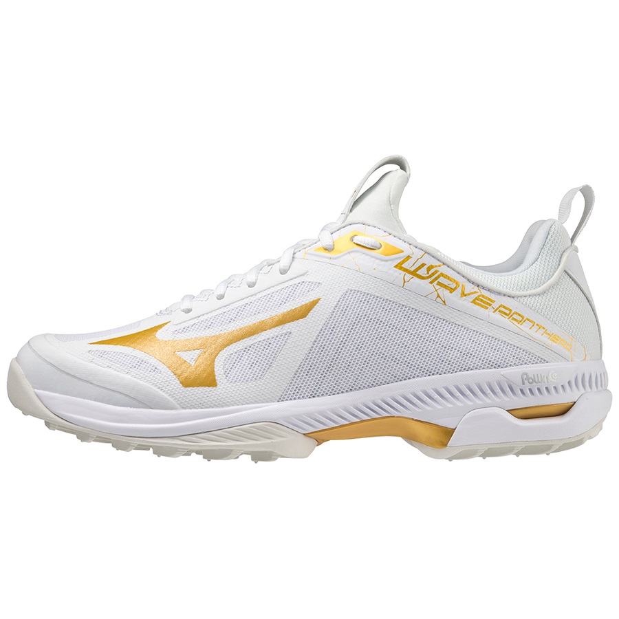 White / Gold Men's Mizuno Wave Panthera Field Hockey Shoes | Philippines-678935