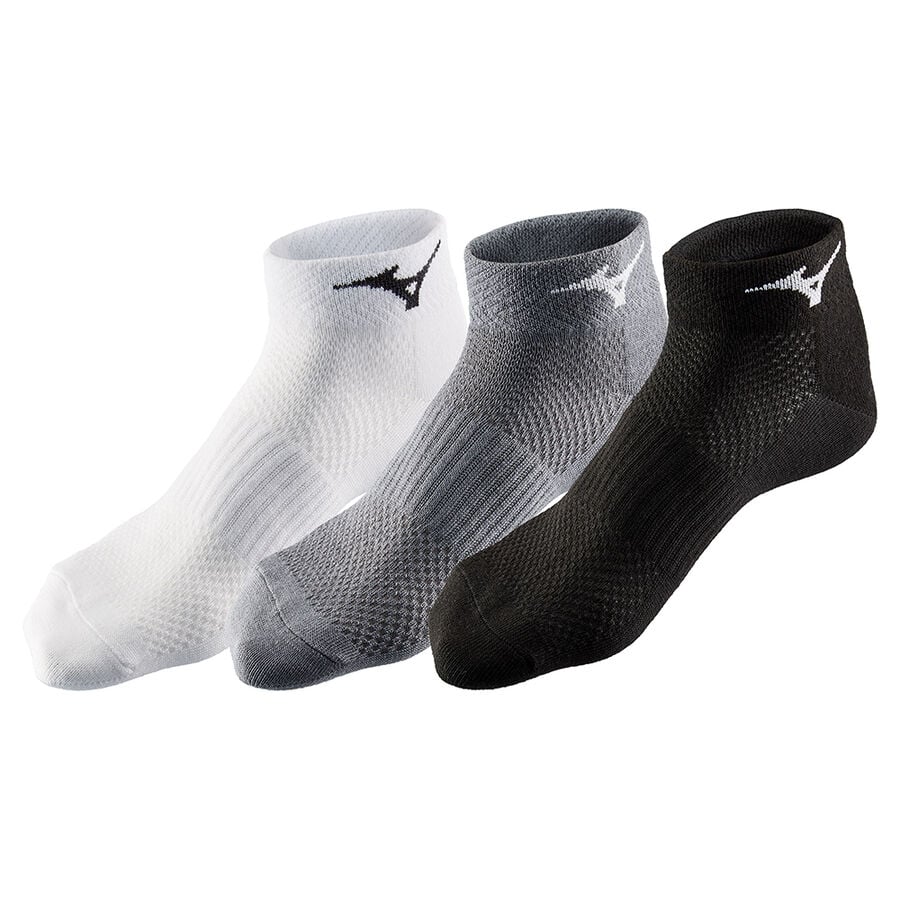 White / Grey / Black Men's Mizuno Training Mid 3P Sports Socks | Philippines-273840