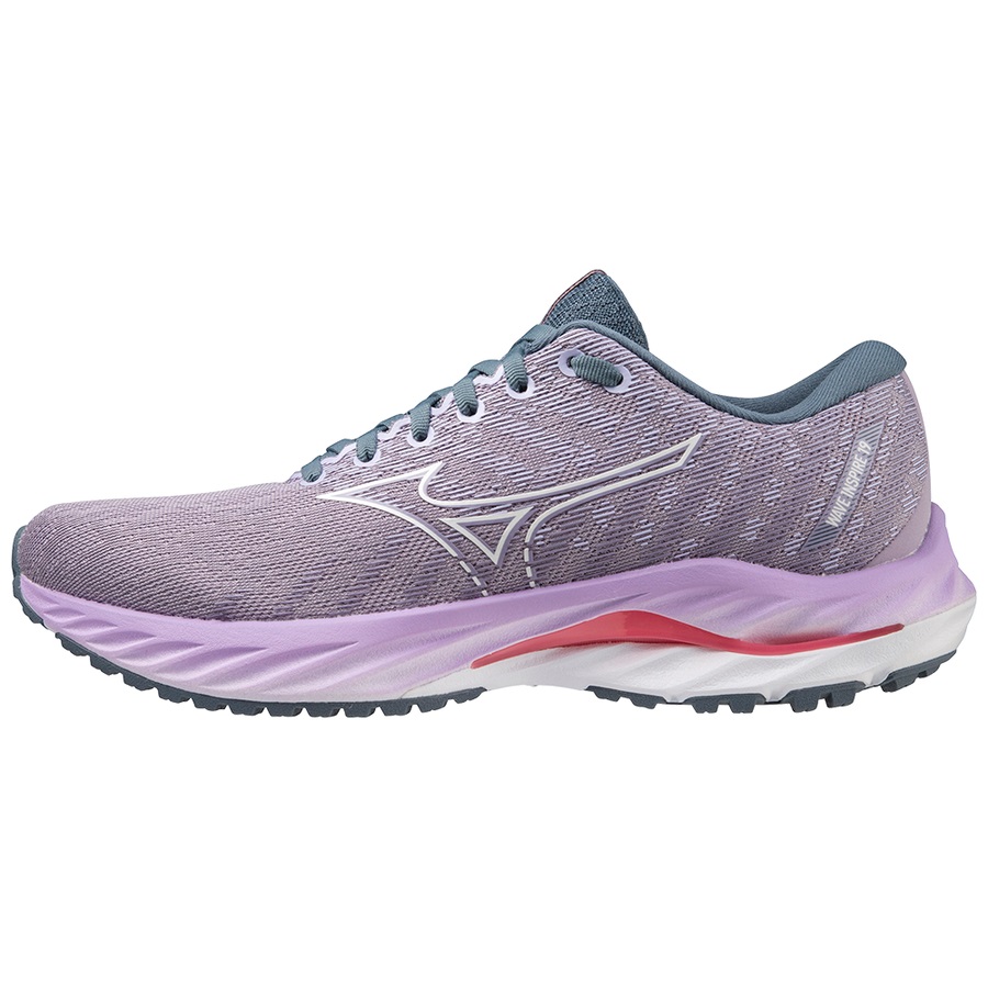 White / Orange Coral Women's Mizuno Wave Inspire 19 Running Shoes | Philippines-317249