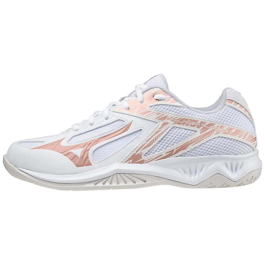 White / Rose / White White Women's Mizuno Thunder Blade 3 Volleyball Shoes | Philippines-018549