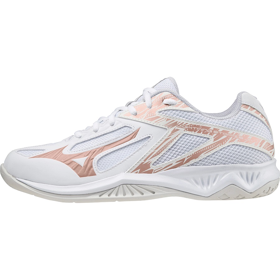 White / Rose / White White Women's Mizuno Lightning Star Z6 Jr Volleyball Shoes | Philippines-513892