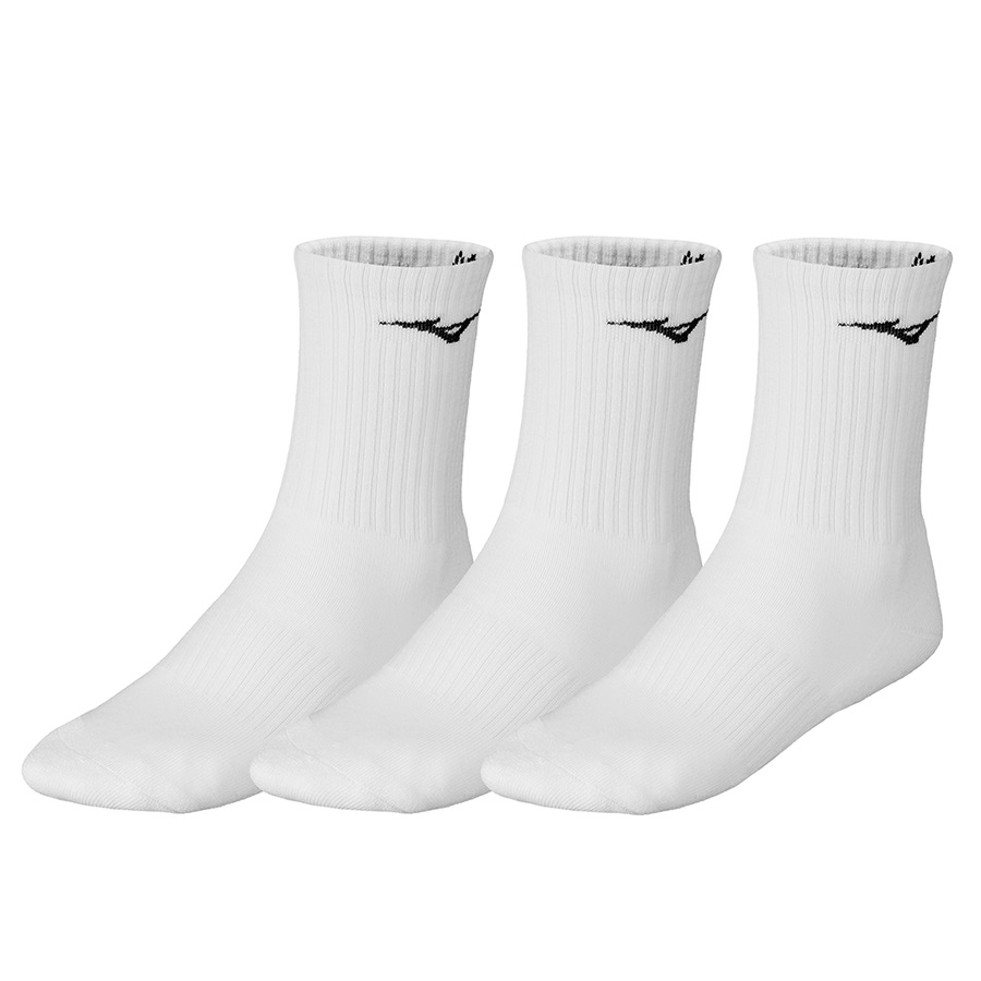 White / White / White Men's Mizuno Training 3P Sports Socks | Philippines-138069